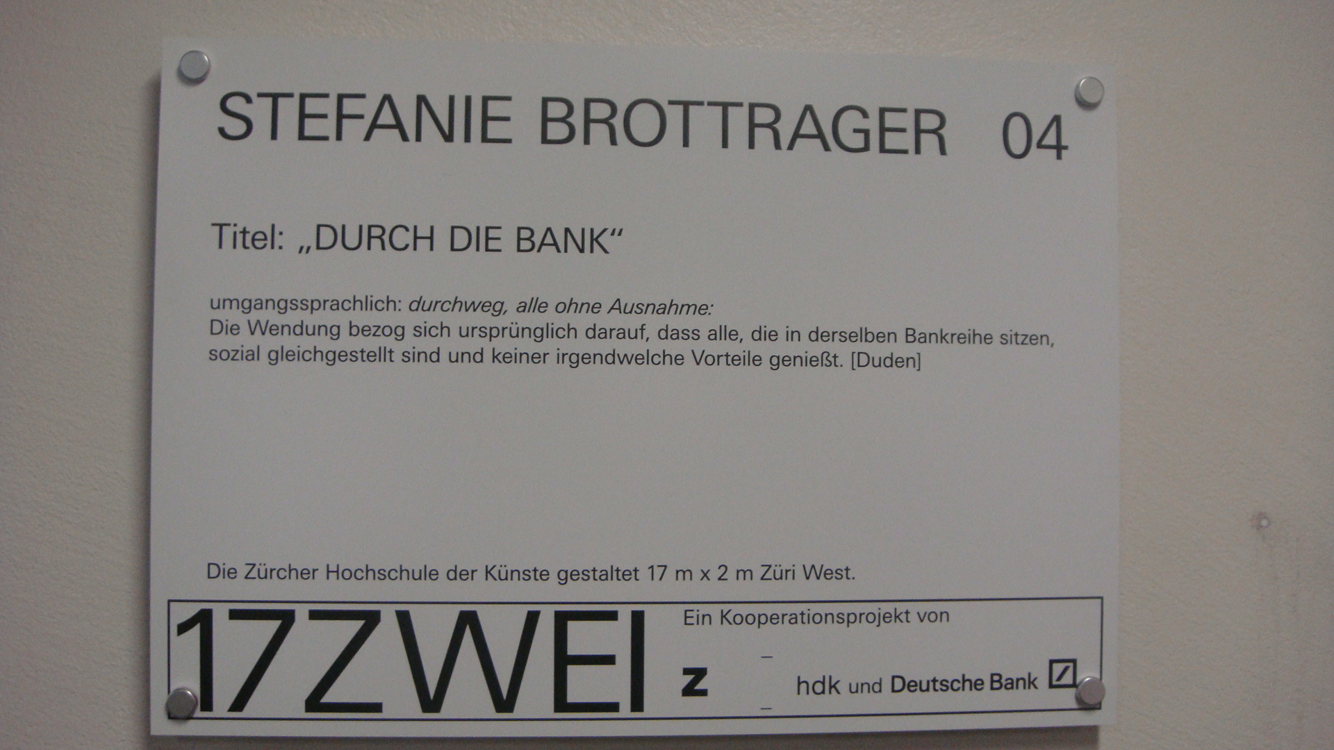 DURCH DIE BANK Woerterbuch